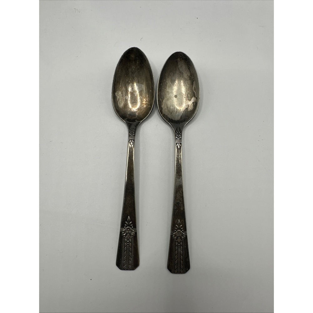 Vintage Vernon Silver Plate Spoons Set of 2 Romford Art Deco Flatware demitasse